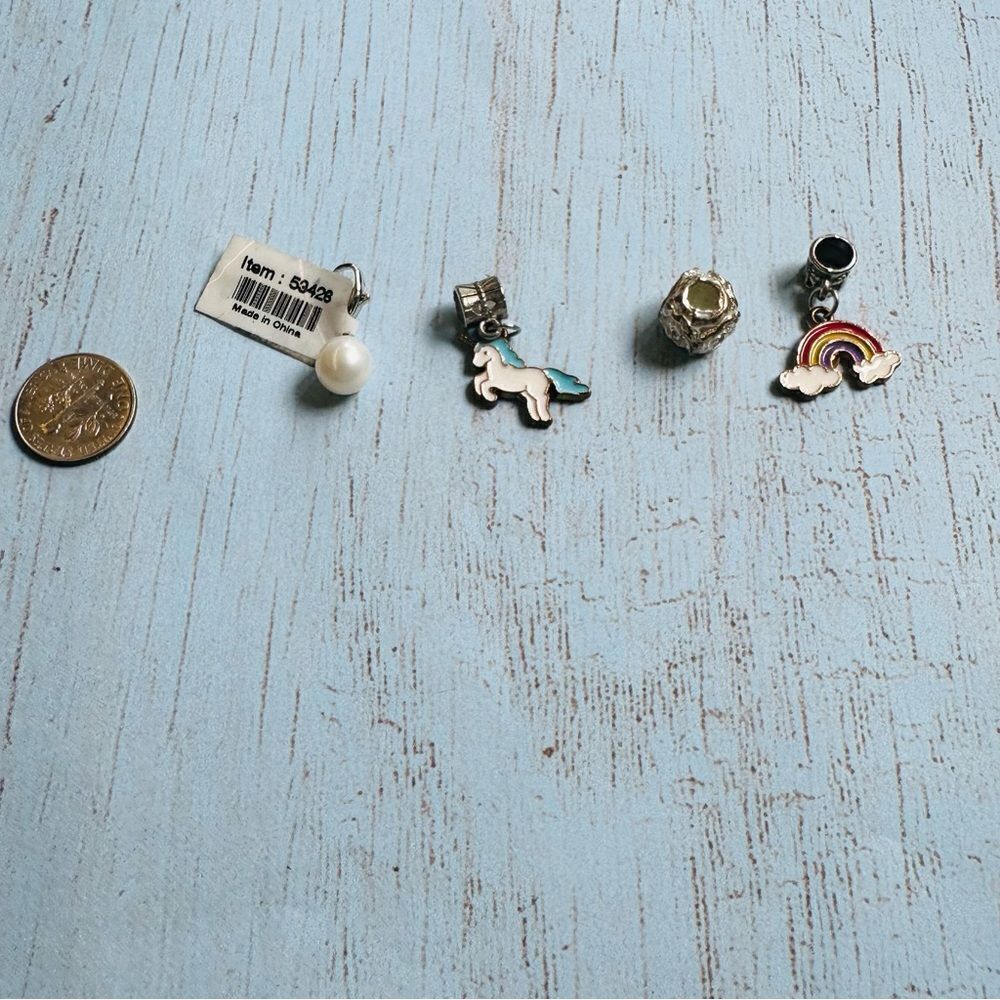 Charm Unicorn Rainbow Novelty Floral Pearl Lot 4 Charms